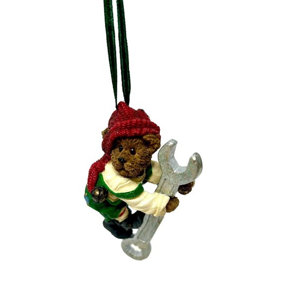 Boyd's Bear Dressed in Cream & Green Elf Outfit with Red Santa  Holding a Wrench - Picture 3 of 5